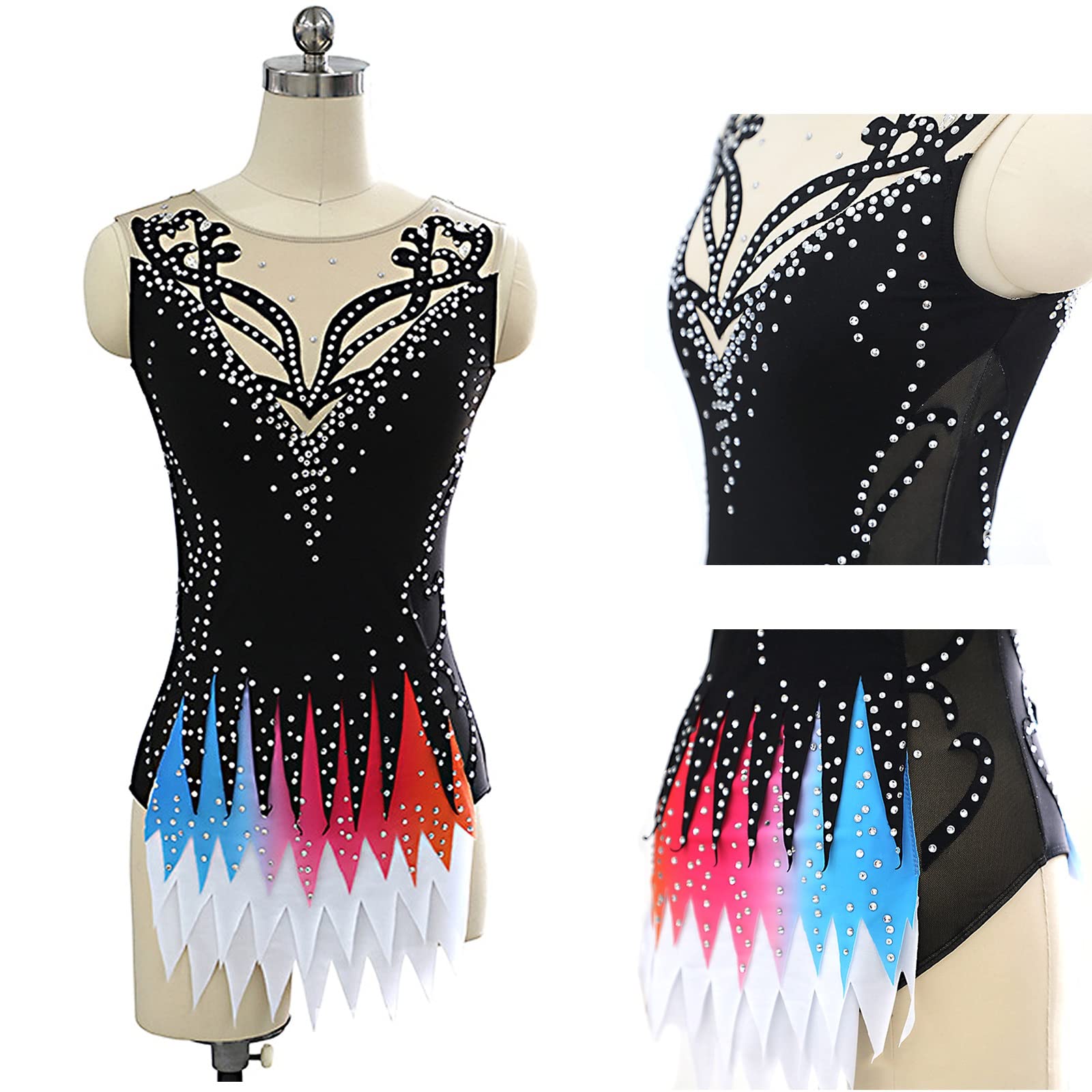 フィギュアスケート　新体操 バトン ワンピース 　衣装　手袋 シュシュ付き スワロ手袋・シュシュ付き》フィギュアスケート 衣装